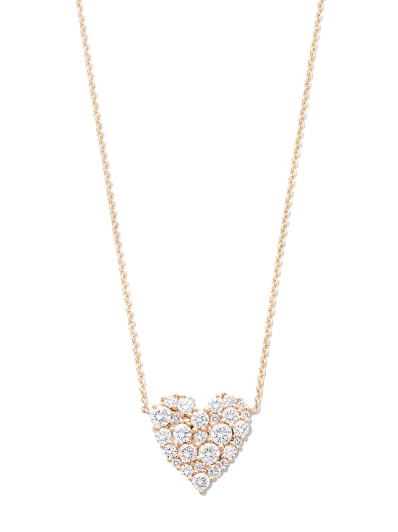 14k Yellow Gold Cocktail Heart Diamond Necklace