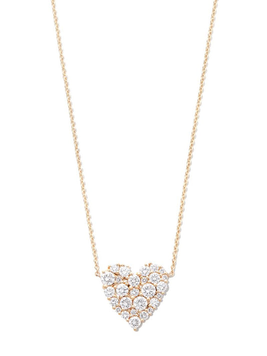 14k Yellow Gold Cocktail Heart Diamond Necklace