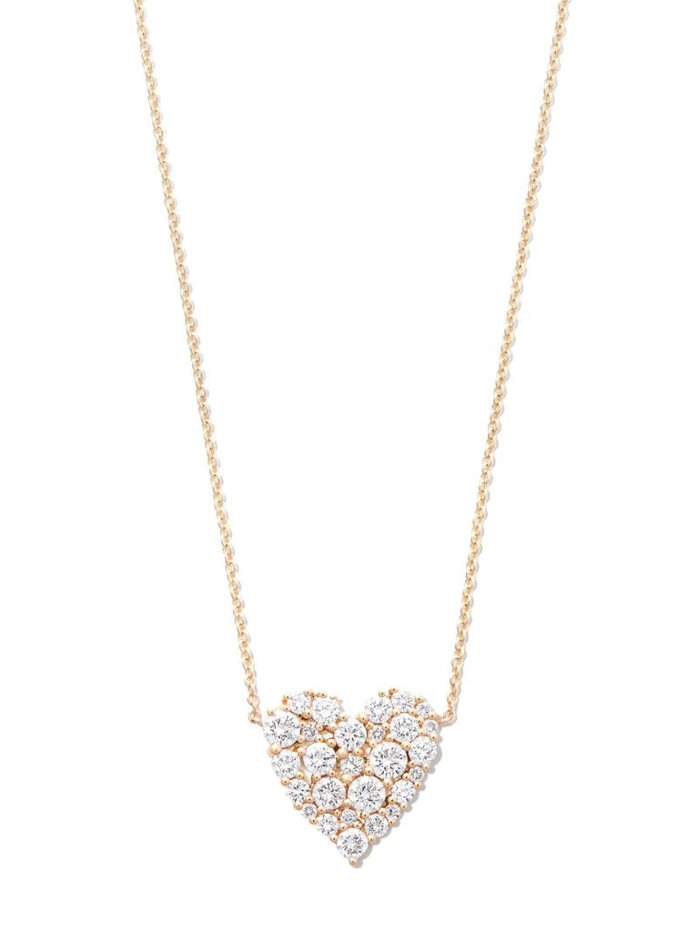 14k Yellow Gold Cocktail Heart Diamond Necklace