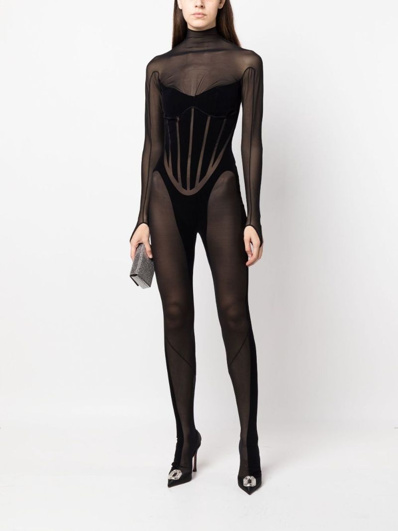 Black Semi-sheer Jumpsuit