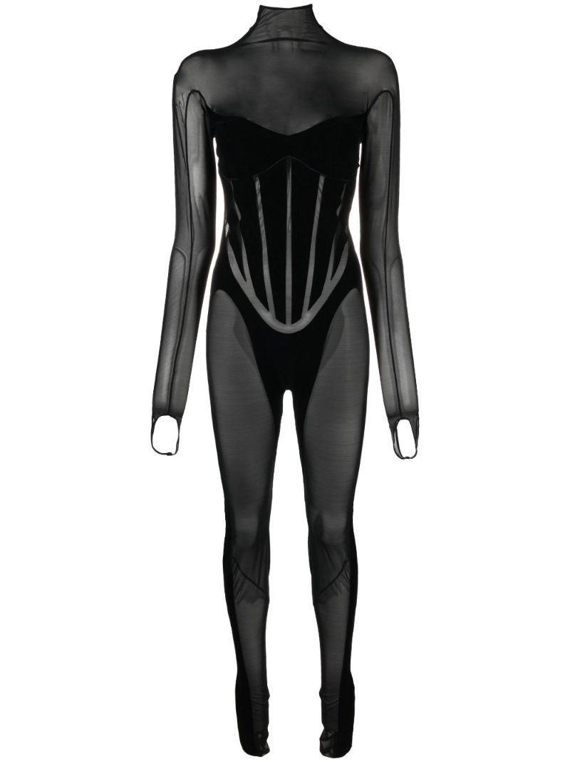 Black Semi-sheer Jumpsuit
