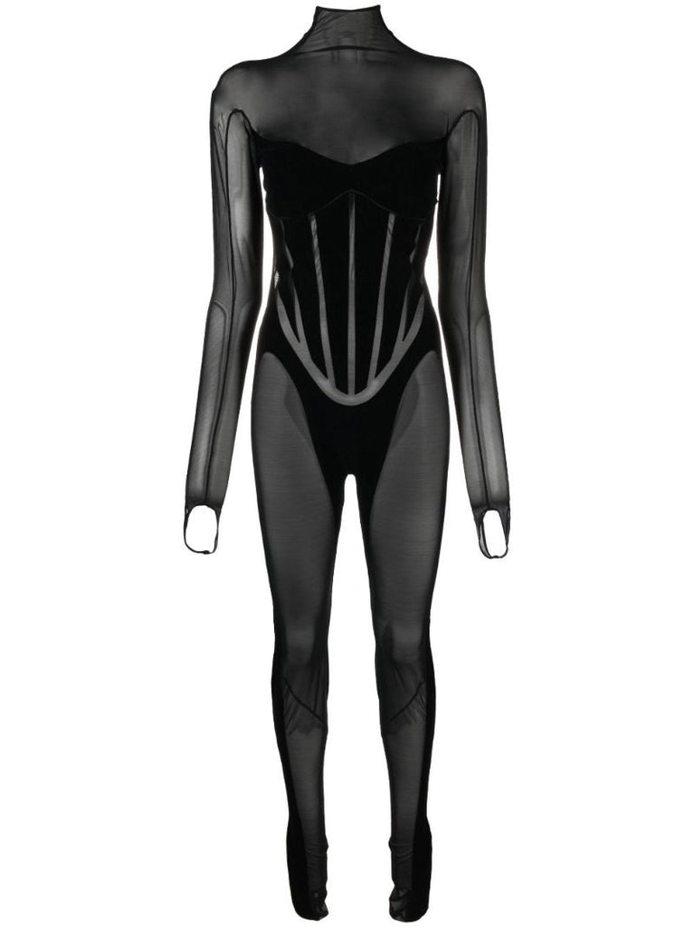Black Semi-sheer Jumpsuit