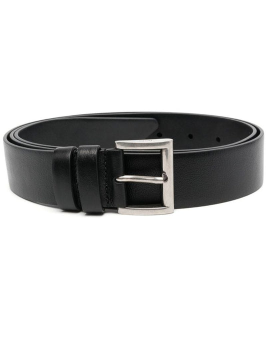 Black Logo Plaque Leather Belt