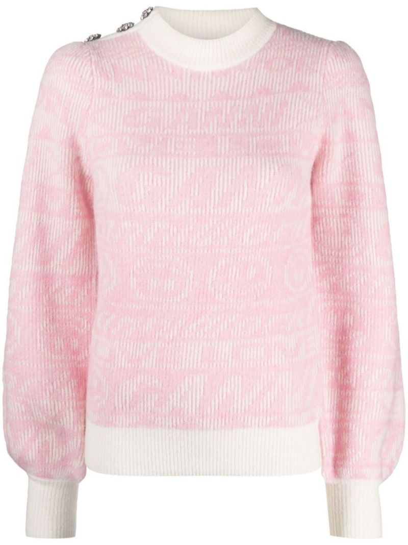Pink Logo Jacquard Knitted Jumper