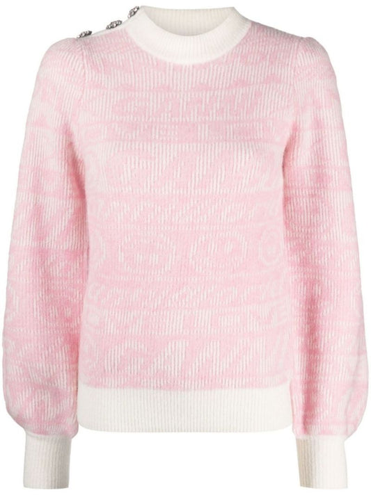Pink Logo Jacquard Knitted Jumper