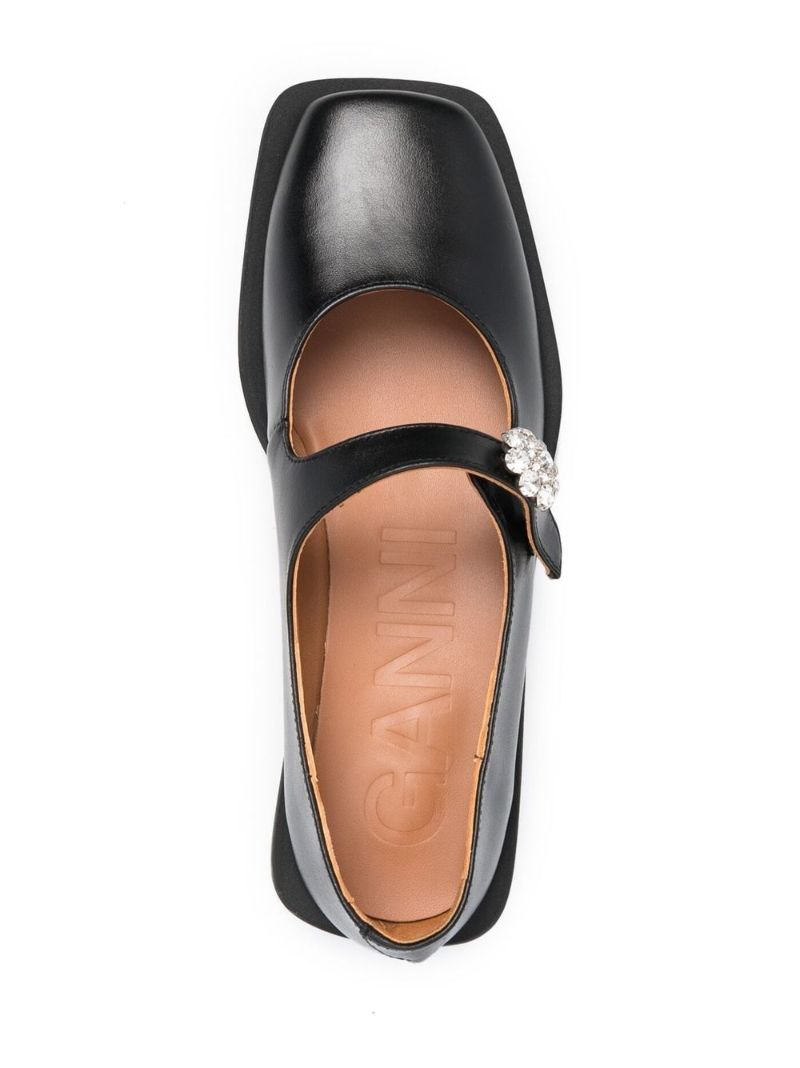 Black Crystal-embellished Leather Pumps
