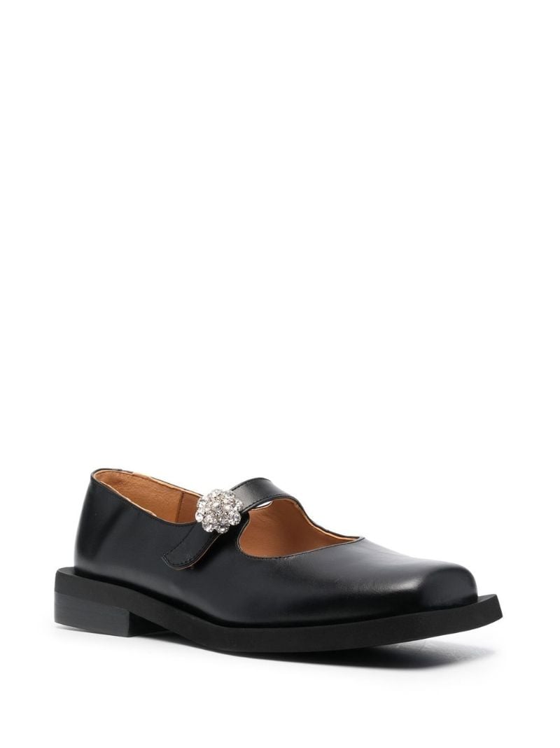 Black Crystal-embellished Leather Pumps