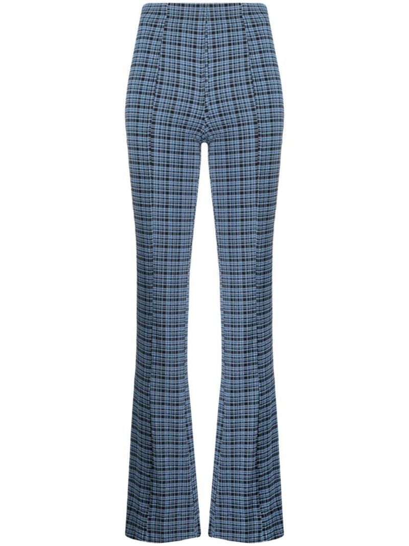Blue Checked Flared Trousers