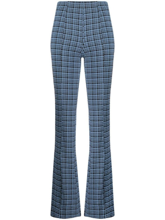 Blue Checked Flared Trousers