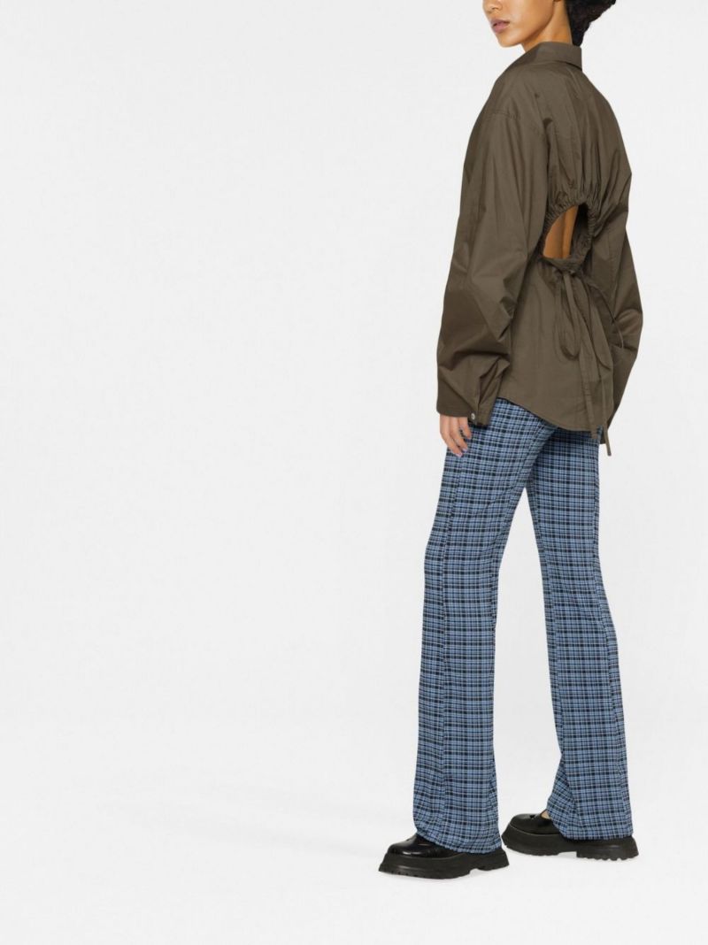 Blue Checked Flared Trousers