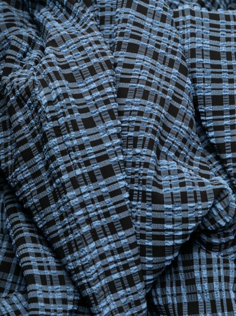 Blue Checked Flared Trousers