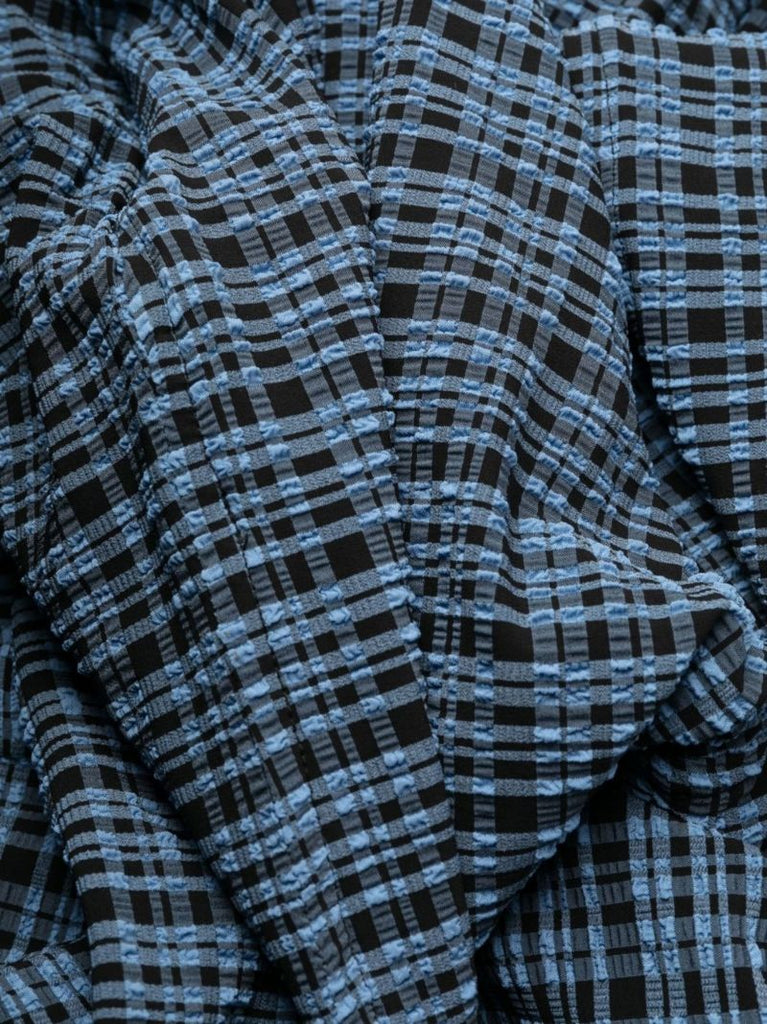 Blue Checked Flared Trousers
