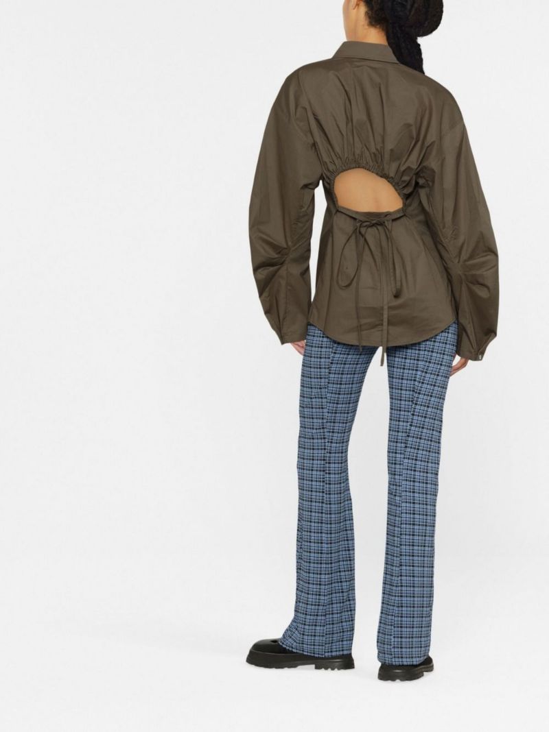 Blue Checked Flared Trousers