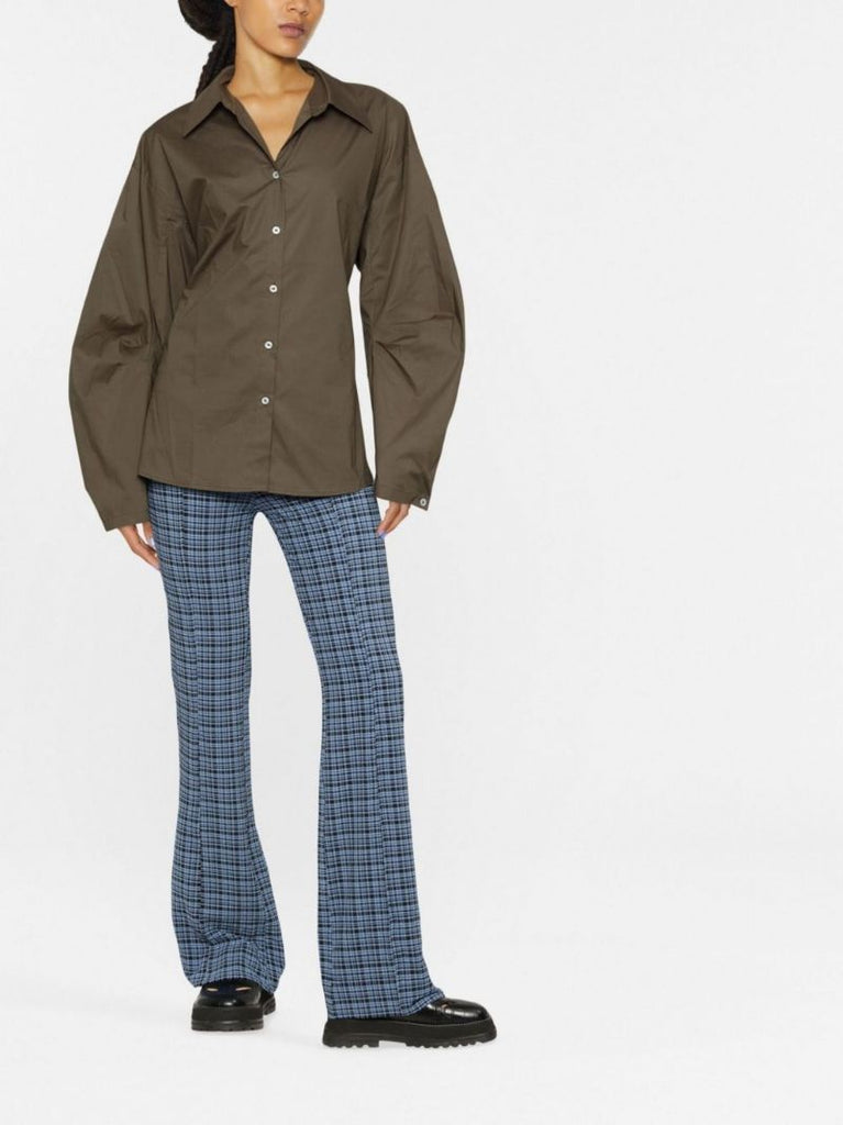 Blue Checked Flared Trousers