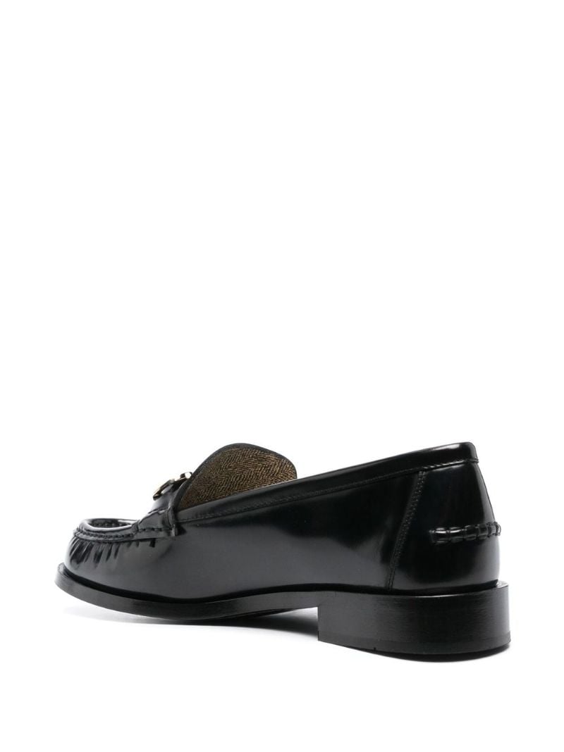 Black Gancini Logo Leather Loafers