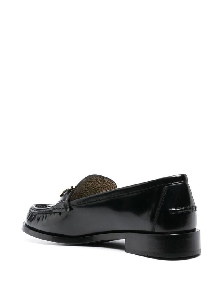Black Gancini Logo Leather Loafers