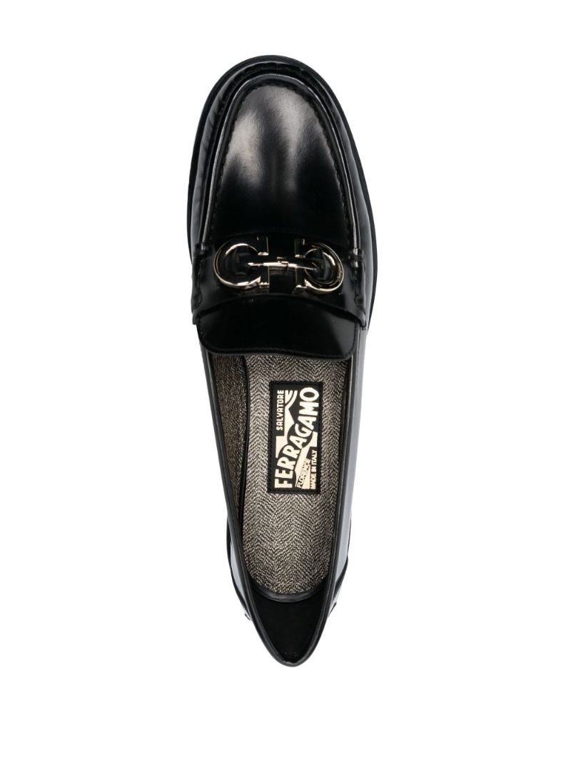 Black Gancini Logo Leather Loafers