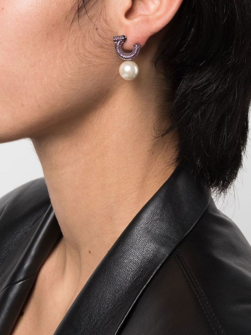 Fuchsia Gancini Pearl Earrings