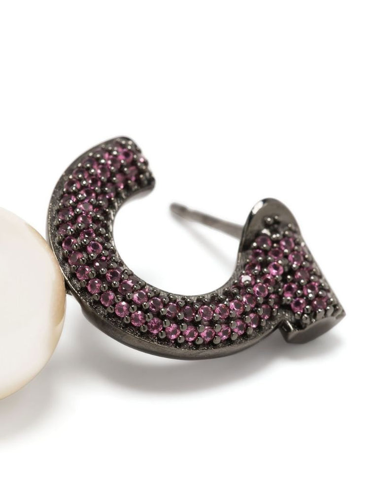 Fuchsia Gancini Pearl Earrings