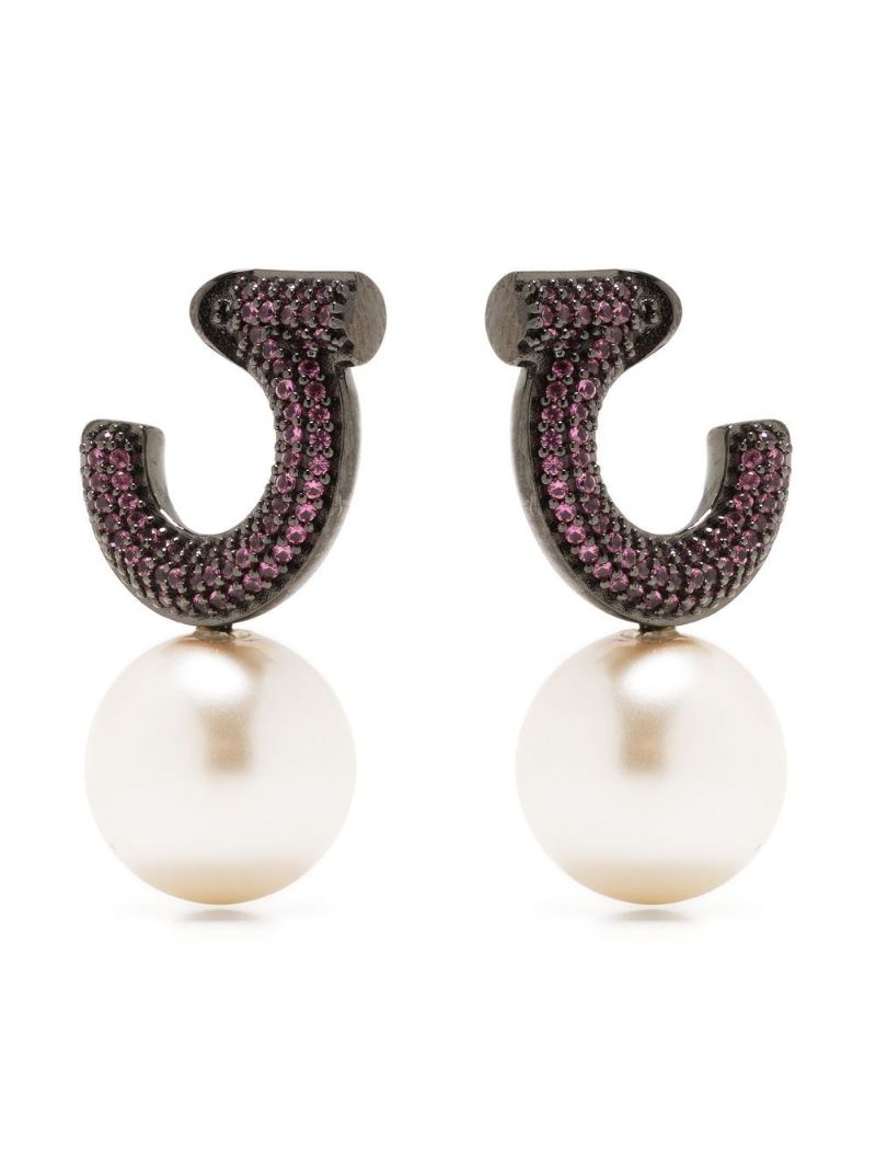 Fuchsia Gancini Pearl Earrings