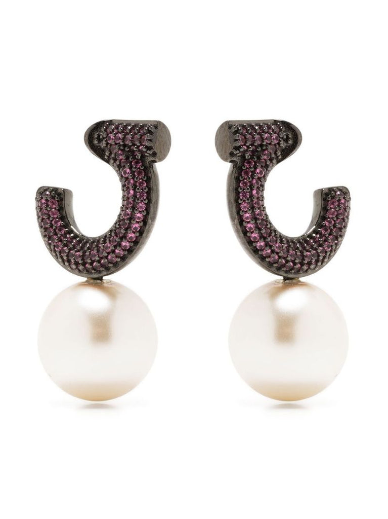 Fuchsia Gancini Pearl Earrings