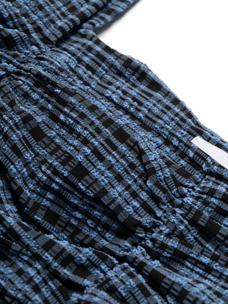 Blue Checked Seersucker Mini Dress