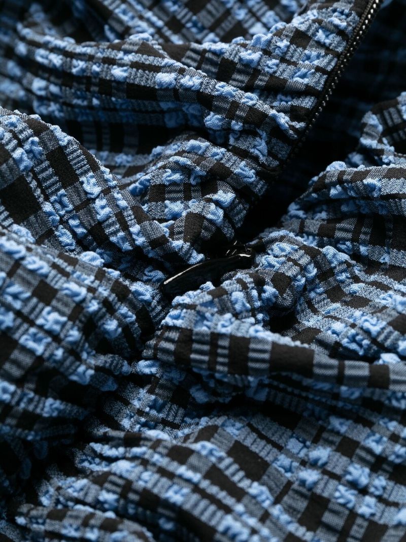 Blue Checked Seersucker Mini Dress