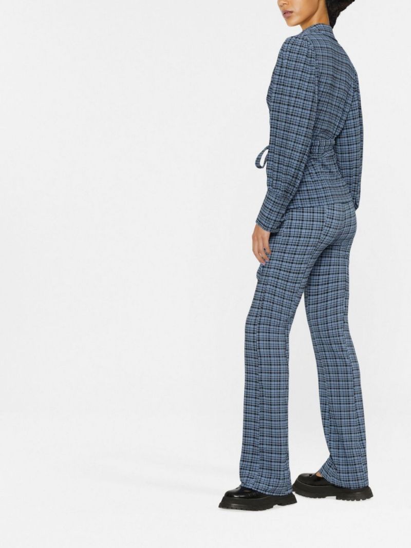Blue Checked Seeksucker Wrap Shirt