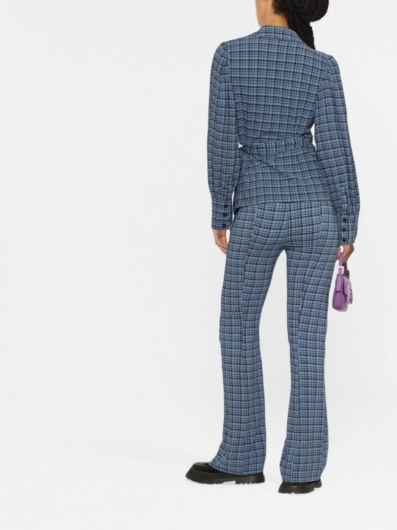 Blue Checked Seeksucker Wrap Shirt