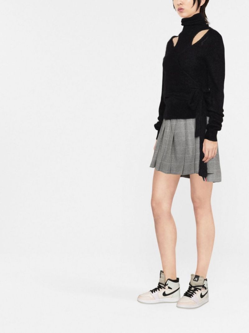 Black Cut-out Wrap Knitted Sweater