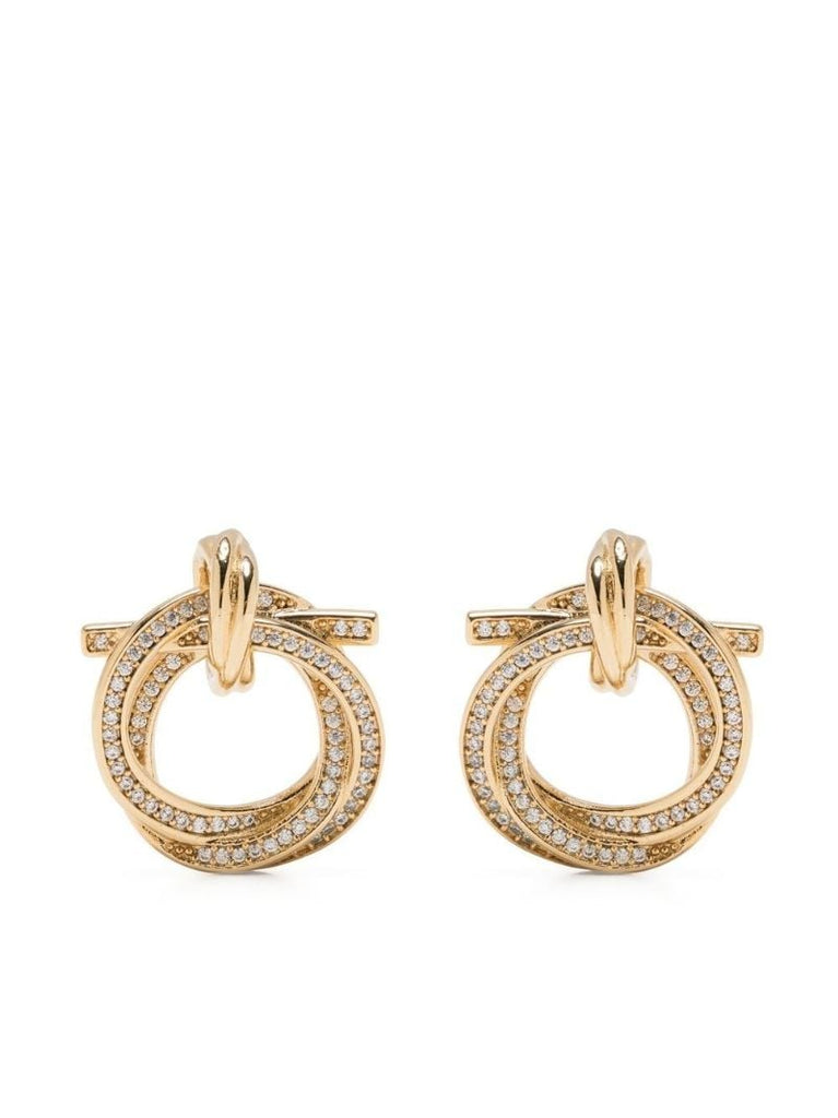 Gold Tone Gancini Crystal-embellished Earrings