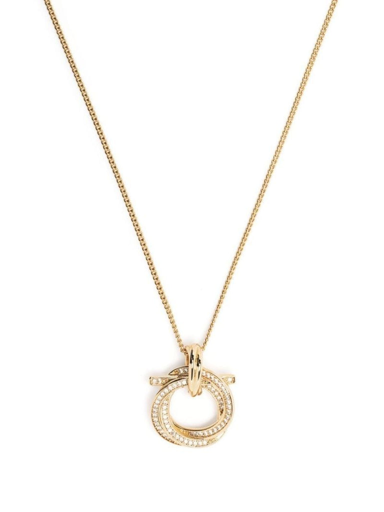 Gold-tone Gancini Crystal Pendant Necklace