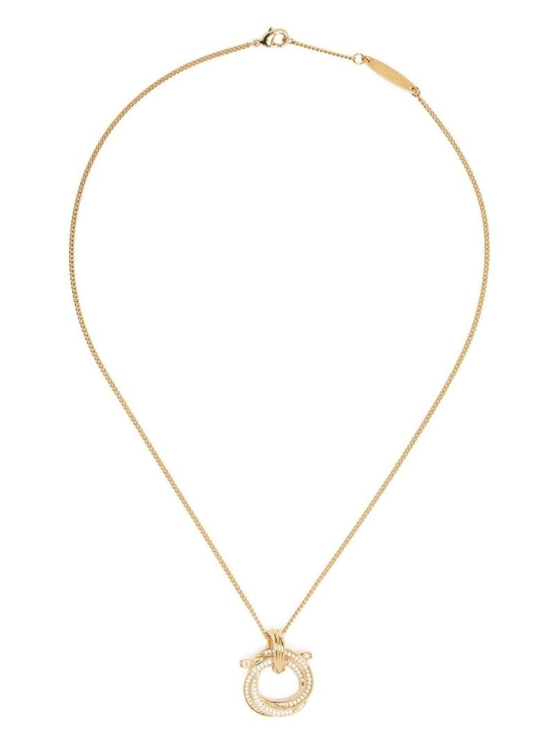 Gold-tone Gancini Crystal Pendant Necklace