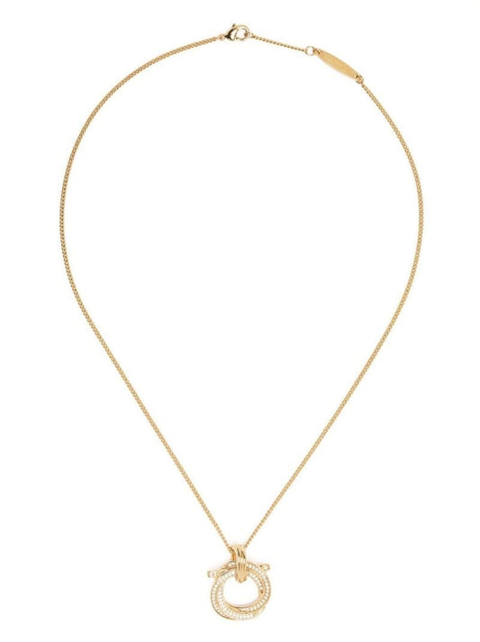 Gold-tone Gancini Crystal Pendant Necklace