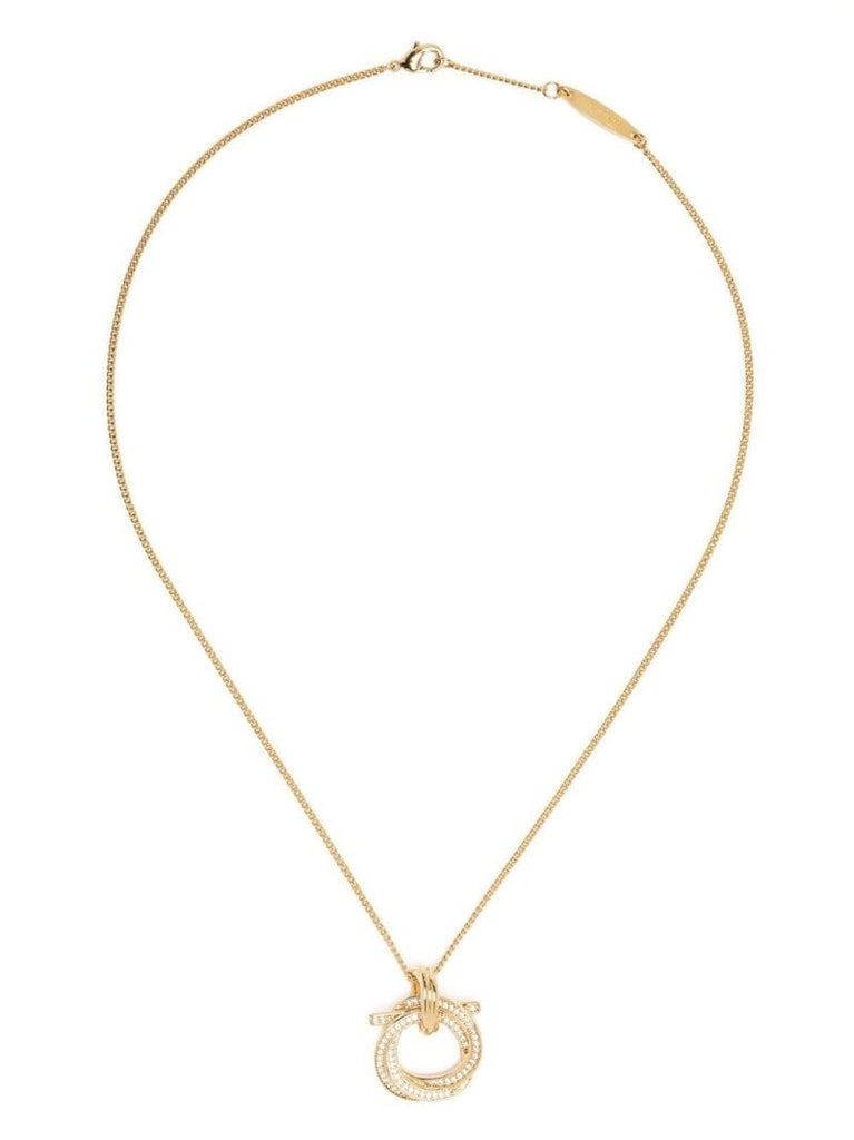 Gold-tone Gancini Crystal Pendant Necklace