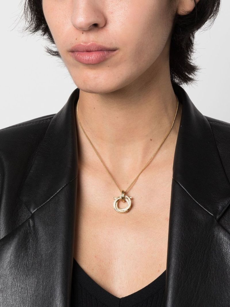 Gold-tone Gancini Crystal Pendant Necklace