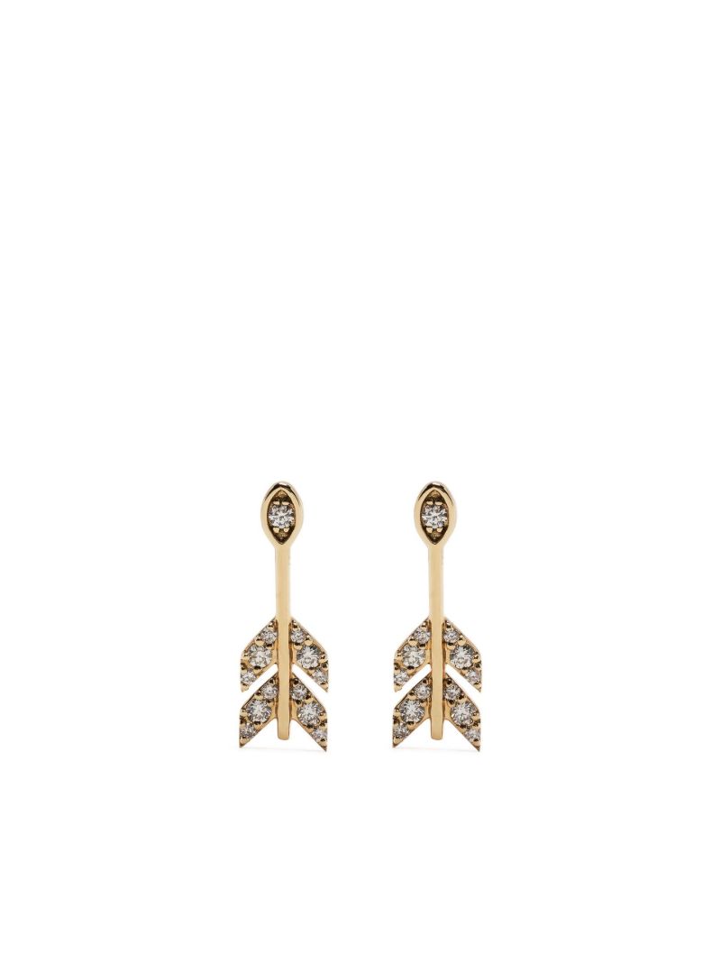 14k Yellow Gold Marquis Eye Arrow Stud Earrings