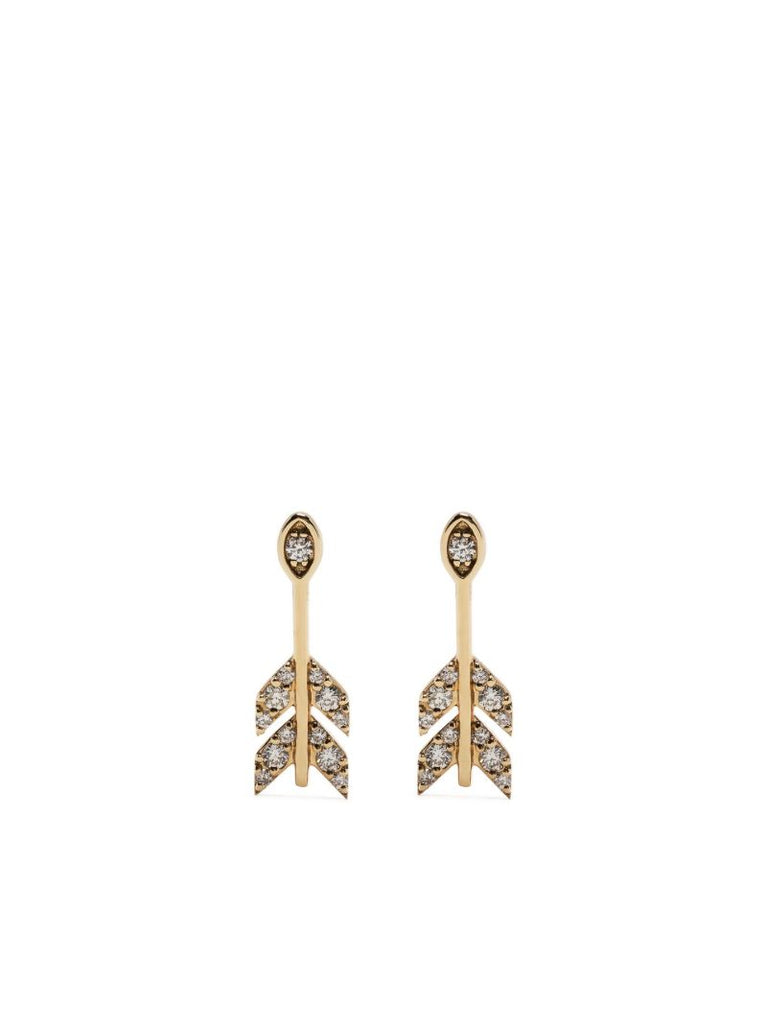14k Yellow Gold Marquis Eye Arrow Stud Earrings