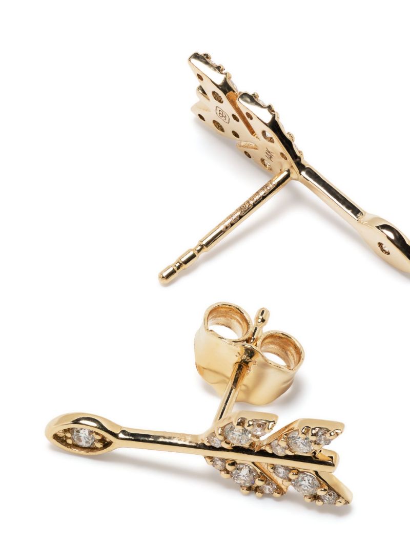 14k Yellow Gold Marquis Eye Arrow Stud Earrings