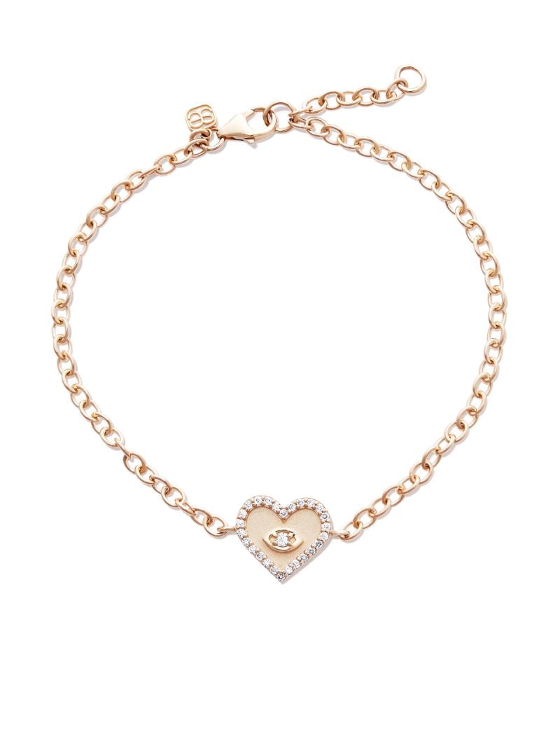 14k Yellow Gold Heart Marquis Eye Diamond Bracelet