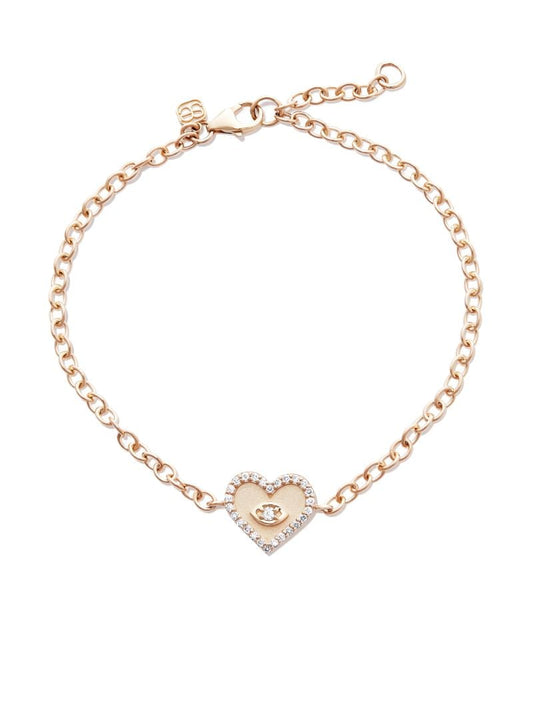 14k Yellow Gold Heart Marquis Eye Diamond Bracelet