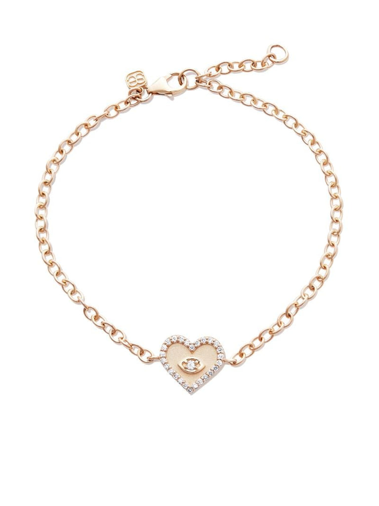 14k Yellow Gold Heart Marquis Eye Diamond Bracelet