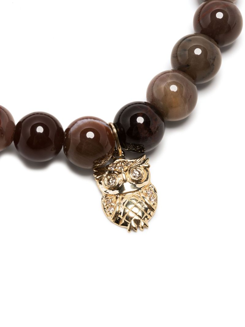 14k Yellow Gold Owl Wood and Diamond Bracelet