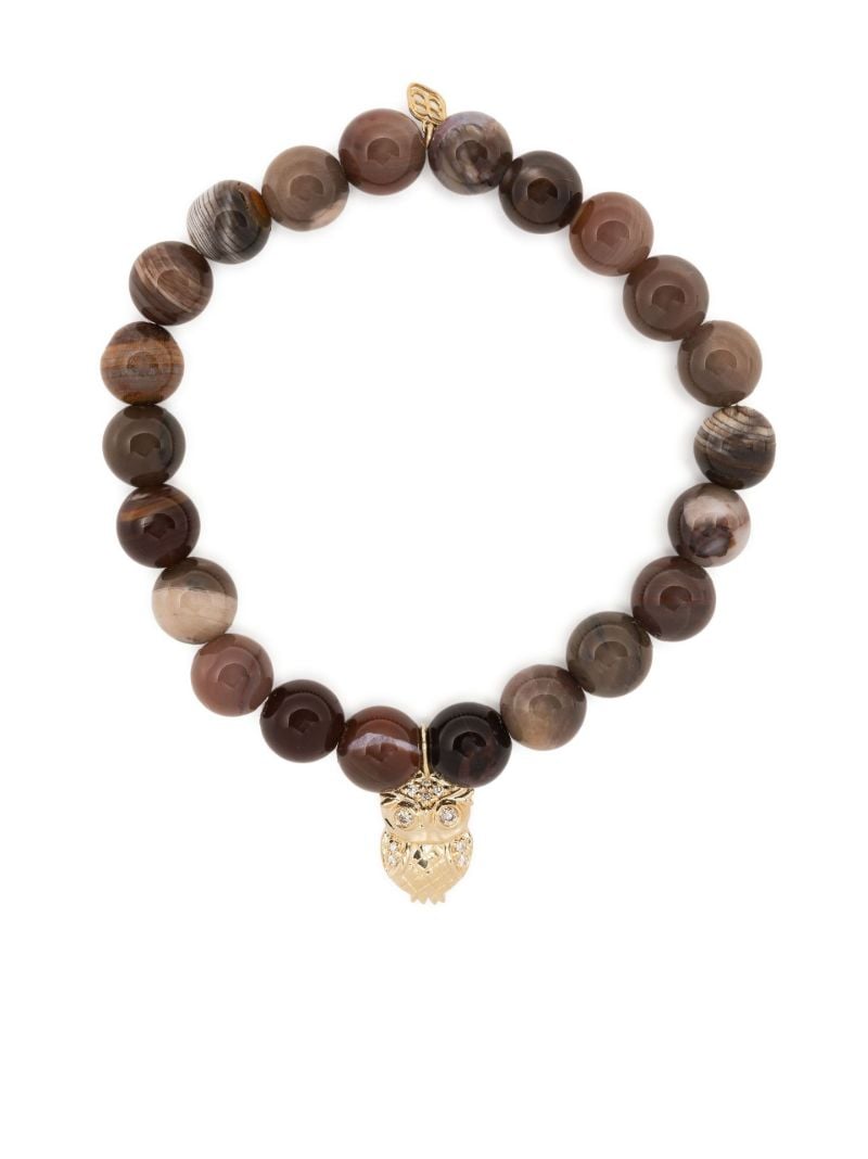 14k Yellow Gold Owl Wood and Diamond Bracelet