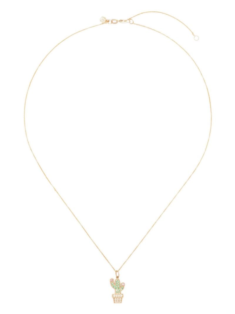 14k Yellow Gold Cactus Diamond Necklace