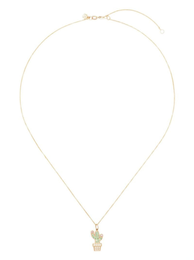 14k Yellow Gold Cactus Diamond Necklace