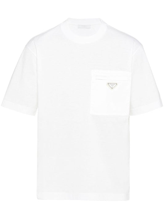 White Triangle Logo Cotton T-shirt