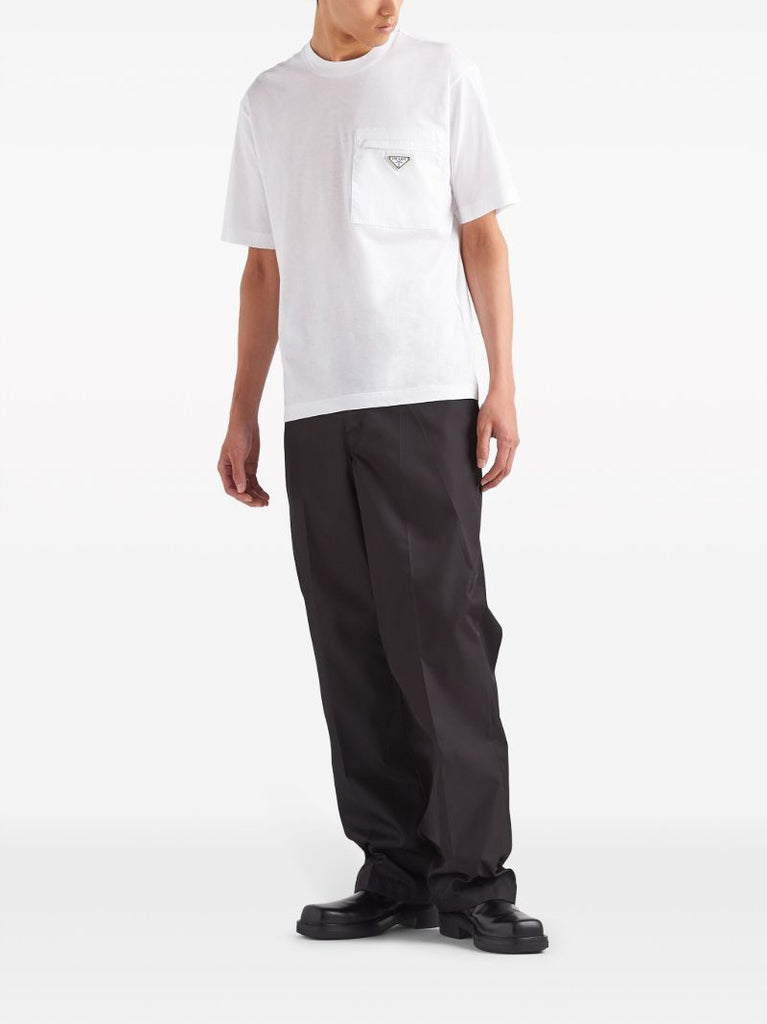 White Triangle Logo Cotton T-shirt