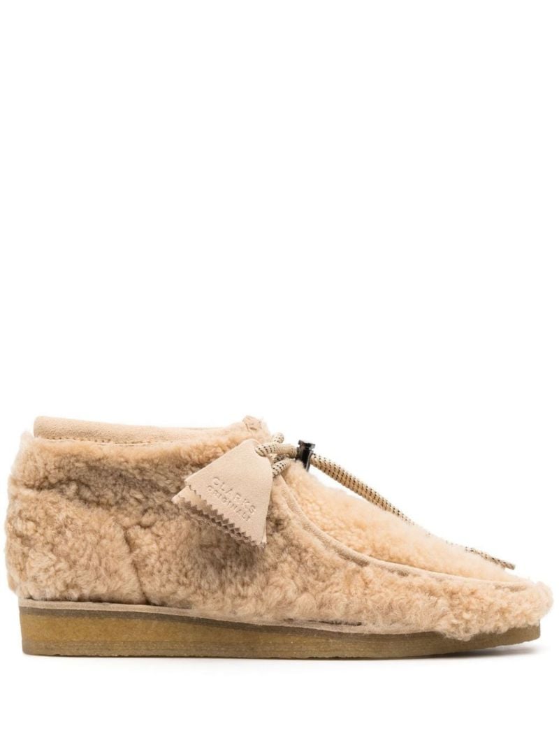 X Clarks Originals Neutral Wallabee Shearling Loafers