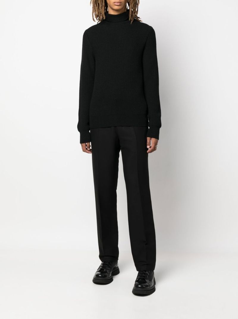 Black Roll Neck Virgin Wool Jumper